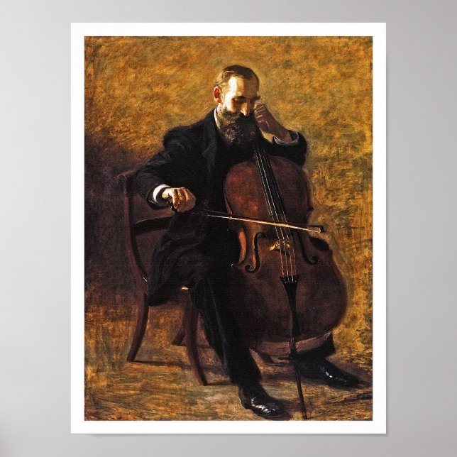 Thomas Eakins Painting: The Cello Player Poster (Front)