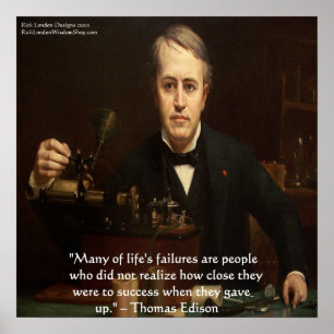 Thomas Edison "B4 Success" Wisdom Quote Poster