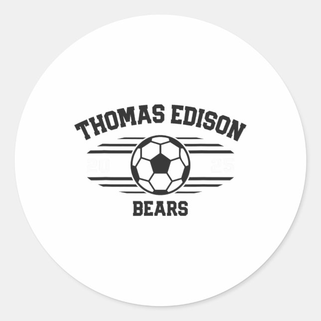 Thomas Edison Bears Soccer Byll 2025  Classic Round Sticker (Front)