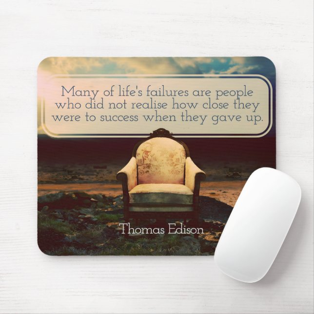 Thomas Edison Inspirational Quote "Failures" Mouse Pad (With Mouse)