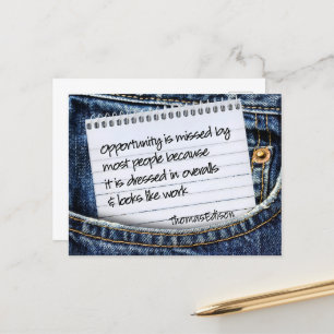 Thomas Edison Inspirational Quote "Opportunity" Postcard