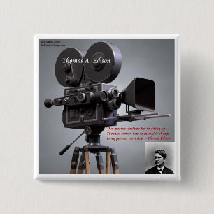 Thomas Edison "One More Time" Quote 15 Cm Square Badge