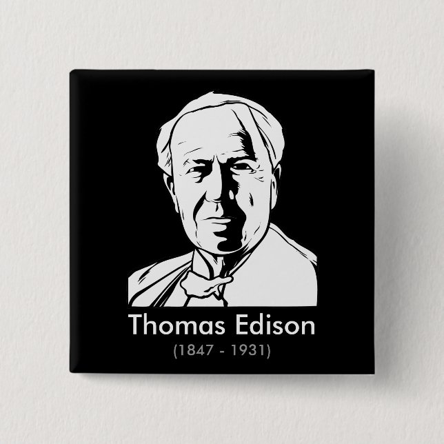 Thomas Edison - real genius 15 Cm Square Badge (Front)