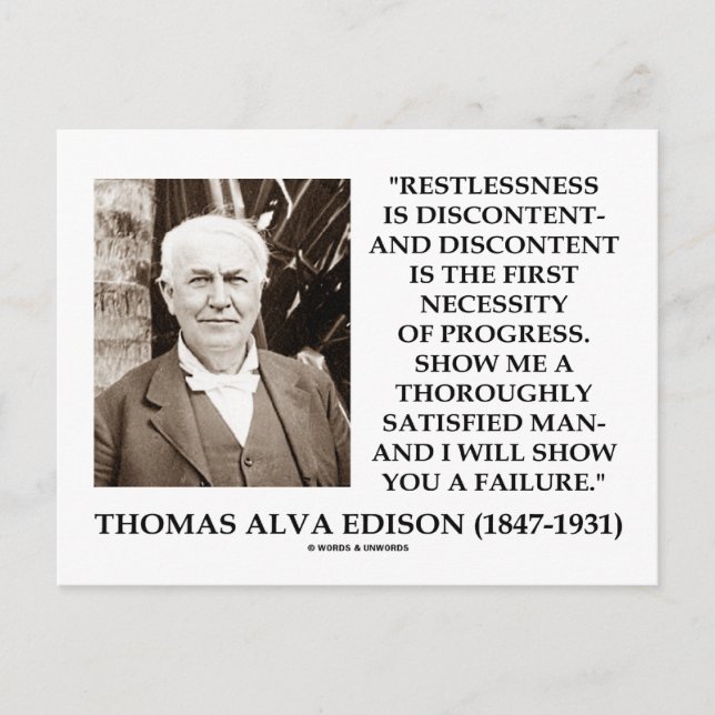 Thomas Edison Restlessness Discontent Progress Postcard (Front)