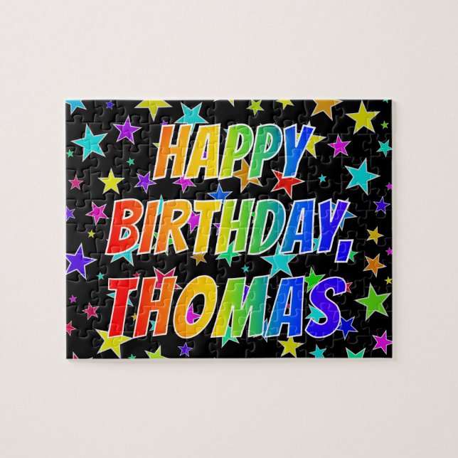 "THOMAS" First Name, Fun "HAPPY BIRTHDAY" Jigsaw Puzzle (Horizontal)