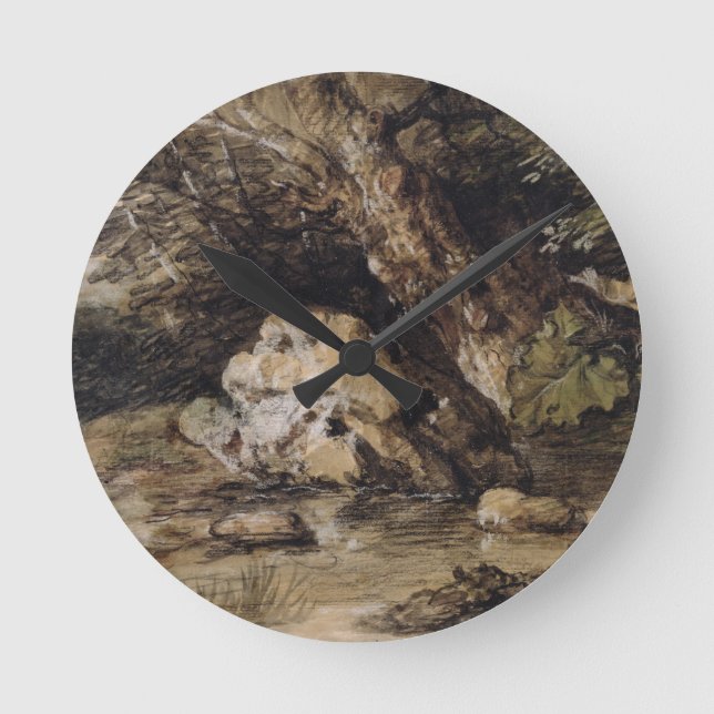 Thomas Gainsborough | A Hilly Landscape with Figur Round Clock (Front)