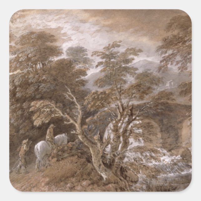 Thomas Gainsborough | A Woodland Pool with Rocks a Square Sticker (Front)