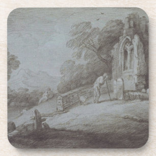 Thomas Gainsborough Churchyard with Figure Conte Coaster