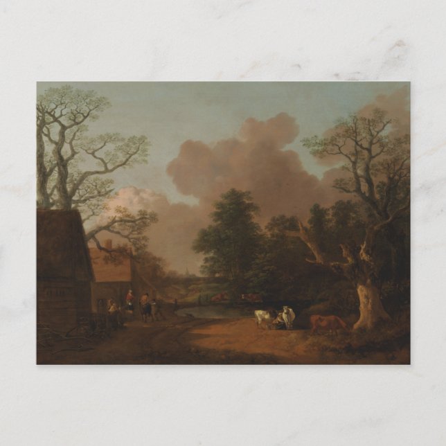 Thomas Gainsborough - Landscape with Milkmaid Postcard (Front)