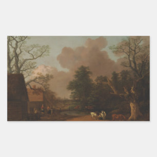 Thomas Gainsborough - Landscape with Milkmaid Rectangular Sticker