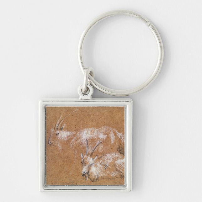 Thomas Gainsborough | Study of Goats (drawing) Key Ring (Front)