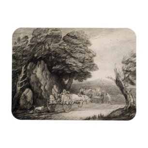 Thomas Gainsborough Wooded Landscape with Carts Magnet