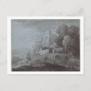 Thomas Gainsborough   Wooded Landscape with Herdsm Postcard