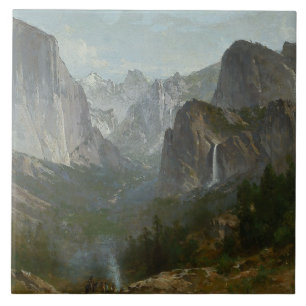 Thomas Hill - Indians at Campfire, Yosemite Valley Ceramic Tile