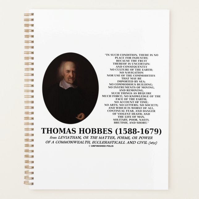 Thomas Hobbes Leviathan Man Solitary Poor Quote Planner (Front)