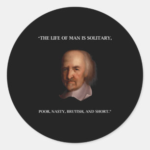 Thomas Hobbes Leviathan Philosopher Quotation T Sh Classic Round Sticker