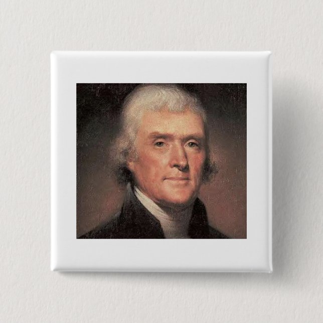 Thomas Jefferson 15 Cm Square Badge (Front)