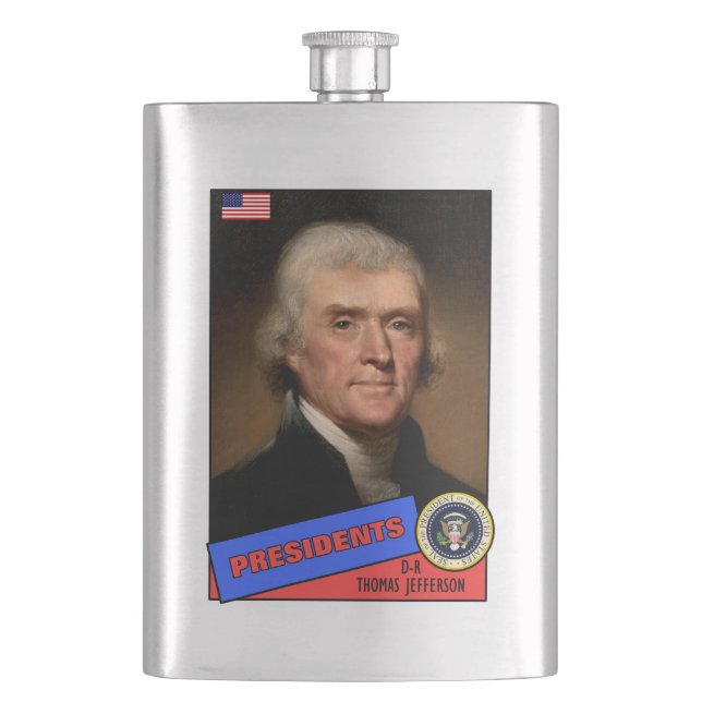 Thomas Jefferson Baseball Card Hip Flask (Front)