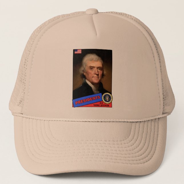 Thomas Jefferson Baseball Card Trucker Hat (Front)