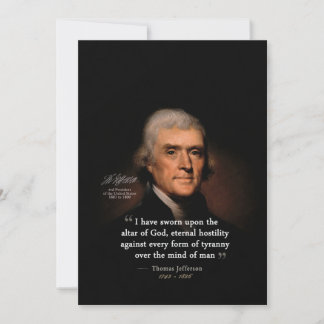 Thomas Jefferson by Rembrandt - Altar of God Quote Holiday Card