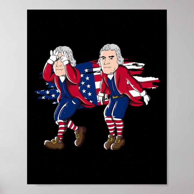 Thomas Jefferson Griddy American Flag 4th Of July  Poster (Front)