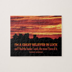 Thomas Jefferson Inspirational Quote "Luck" Jigsaw Puzzle