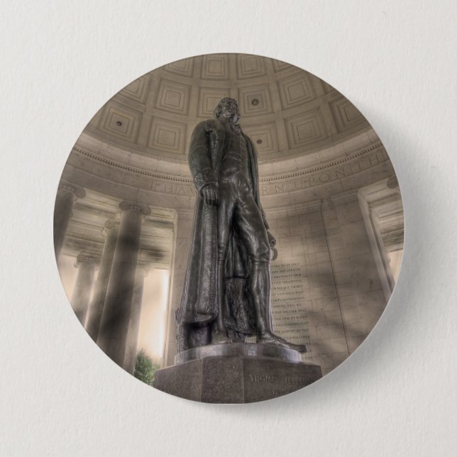 Thomas Jefferson Memorial Bronze Statue 7.5 Cm Round Badge (Front)
