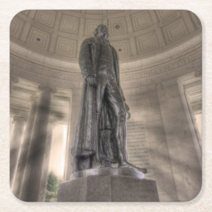 Thomas Jefferson Memorial Bronze Statue Square Paper Coaster