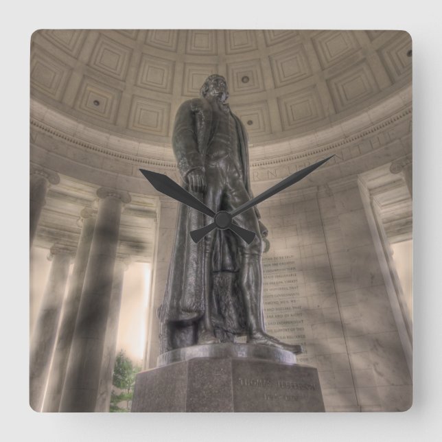 Thomas Jefferson Memorial Bronze Statue Square Wall Clock (Front)