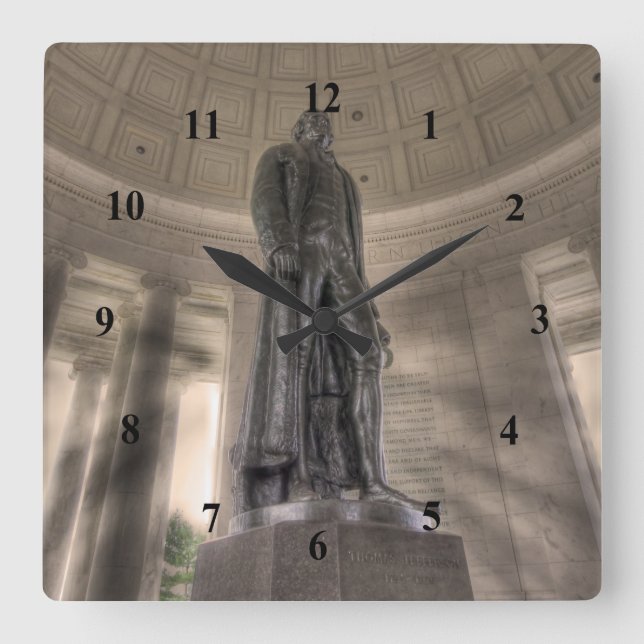 Thomas Jefferson Memorial Bronze Statue Square Wall Clock (Front)