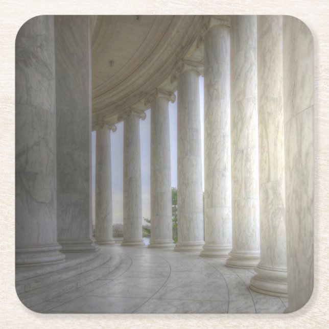 Thomas Jefferson Memorial Circular Colonnade Square Paper Coaster (Front)