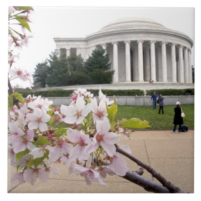 Thomas Jefferson Memorial with cherry blossoms Ceramic Tile (Front)