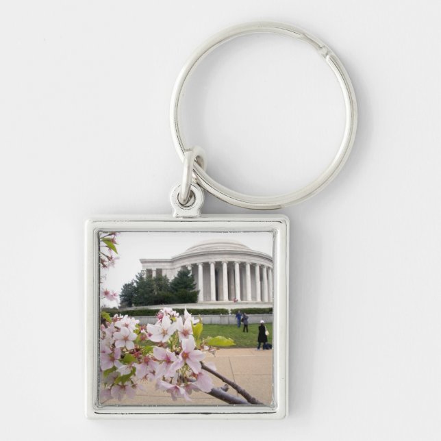 Thomas Jefferson Memorial with cherry blossoms Key Ring (Front)