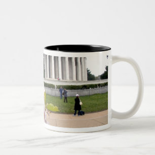 Thomas Jefferson Memorial with cherry blossoms Two-Tone Coffee Mug