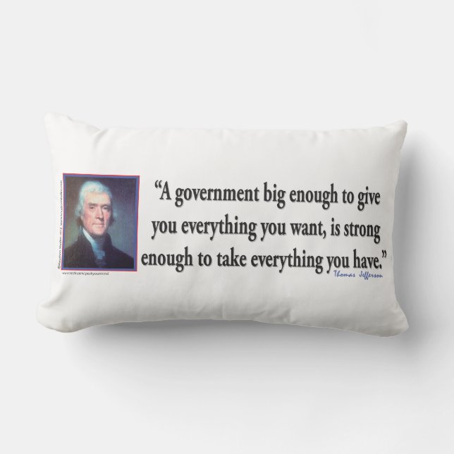 Thomas Jefferson on a Big Governemnt Lumbar Cushion (Front)
