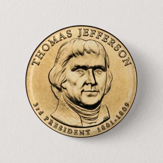 Thomas Jefferson Presidential $1 Coin Button (Front)