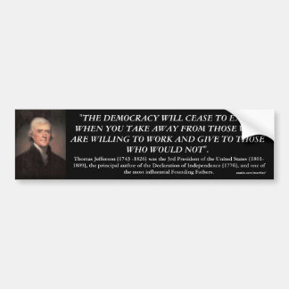 THOMAS JEFFERSON QUOTE BUMPER STICKER