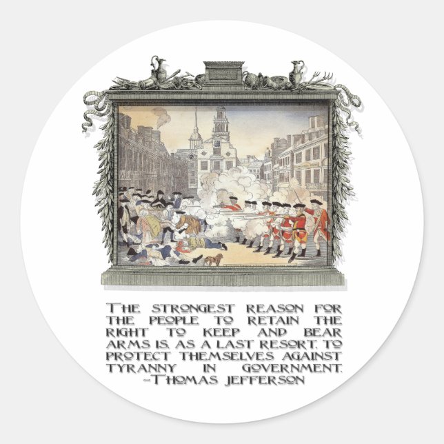 Thomas Jefferson Quote: Tyranny in the Government Classic Round Sticker (Front)