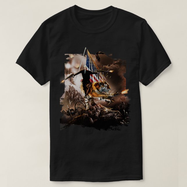Thomas Jefferson Riding Tiger T-Shirt (Design Front)