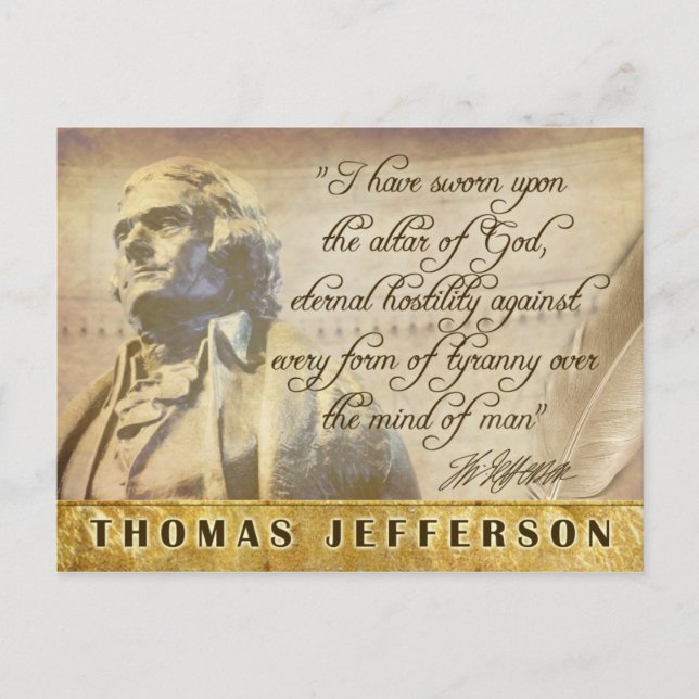 Thomas Jefferson statue and quote Postcard (Front)