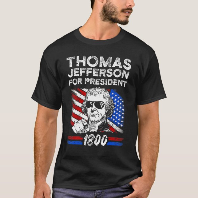 Thomas Jefferson Usa Flag American Fourth Of July T-Shirt (Front)