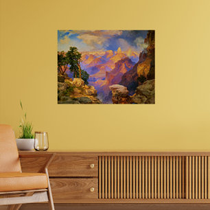 Thomas Moran art, Grand Canyon with Rainbow Poster