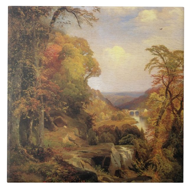 Thomas Moran, On the Wissahickon... Ceramic Tile (Front)