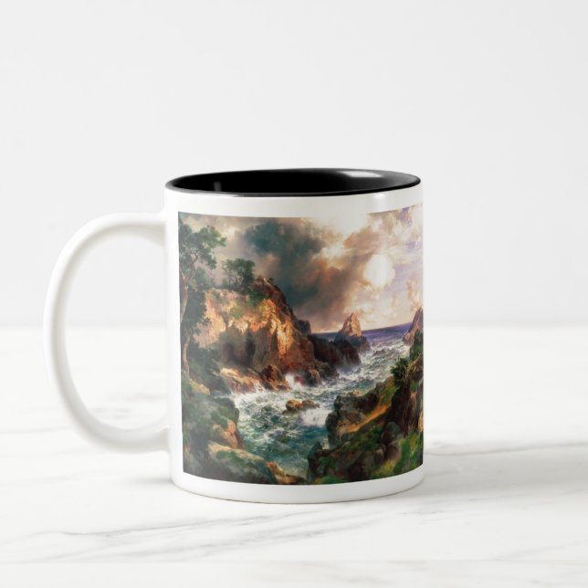 Thomas Moran Point Lobos Monterey California. Two-Tone Coffee Mug (Left)