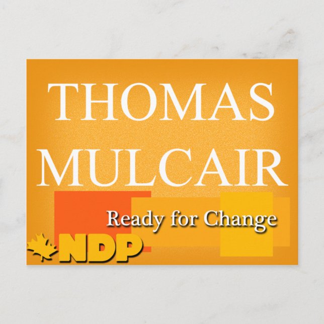 Thomas Mulcair NDP Ready for Change Postcard (Front)