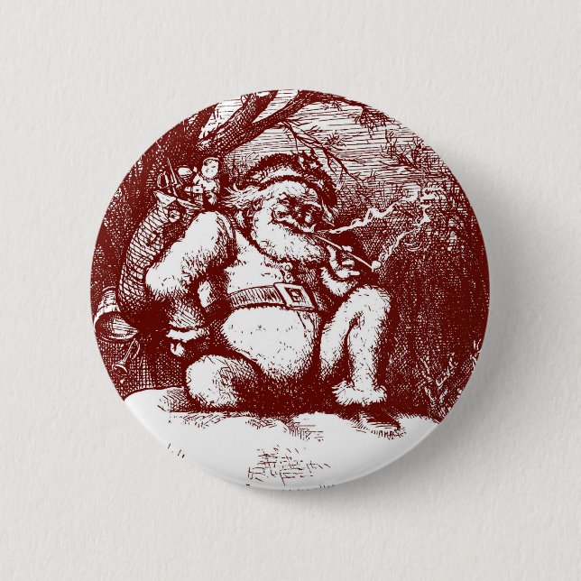 Thomas Nast Santa Claus on Rooftop 6 Cm Round Badge (Front)