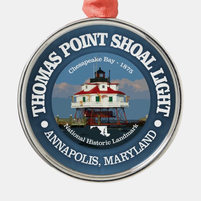 Thomas Point Shoal Light Metal Ornament (Front)