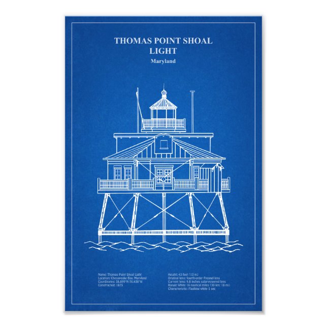 Thomas Point Shoal Lighthouse - Maryland - AD Photo Print (Front)