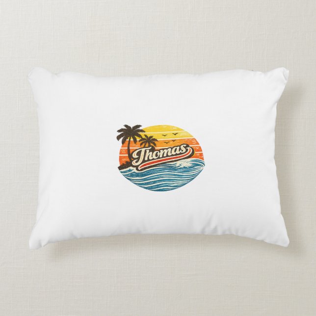 Thomas Retro Sunset Name Design Decorative Cushion (Front)