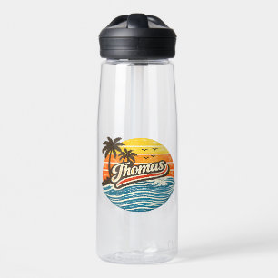 Thomas Retro Sunset Name Design Water Bottle